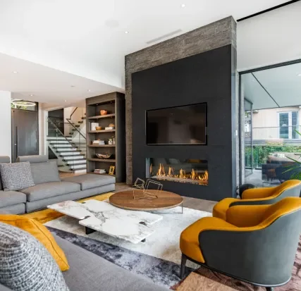 Contemporary furnished rental living room